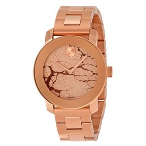 Movado Bold Rose Gold Glitter Dial Ion-plated Ladies Watch